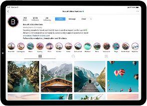 Tablet showing an Instagram profile